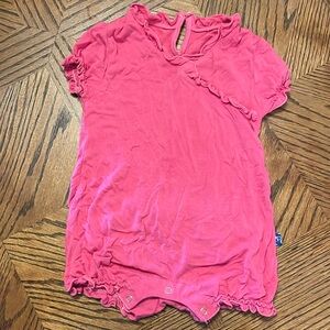 KicKee pants cute ruffle romper in the color Dragon fruit